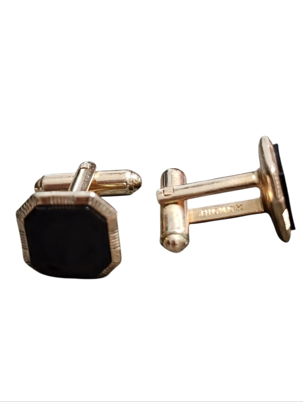 Vintage Hickok Goldtone Black Enamel Cufflinks